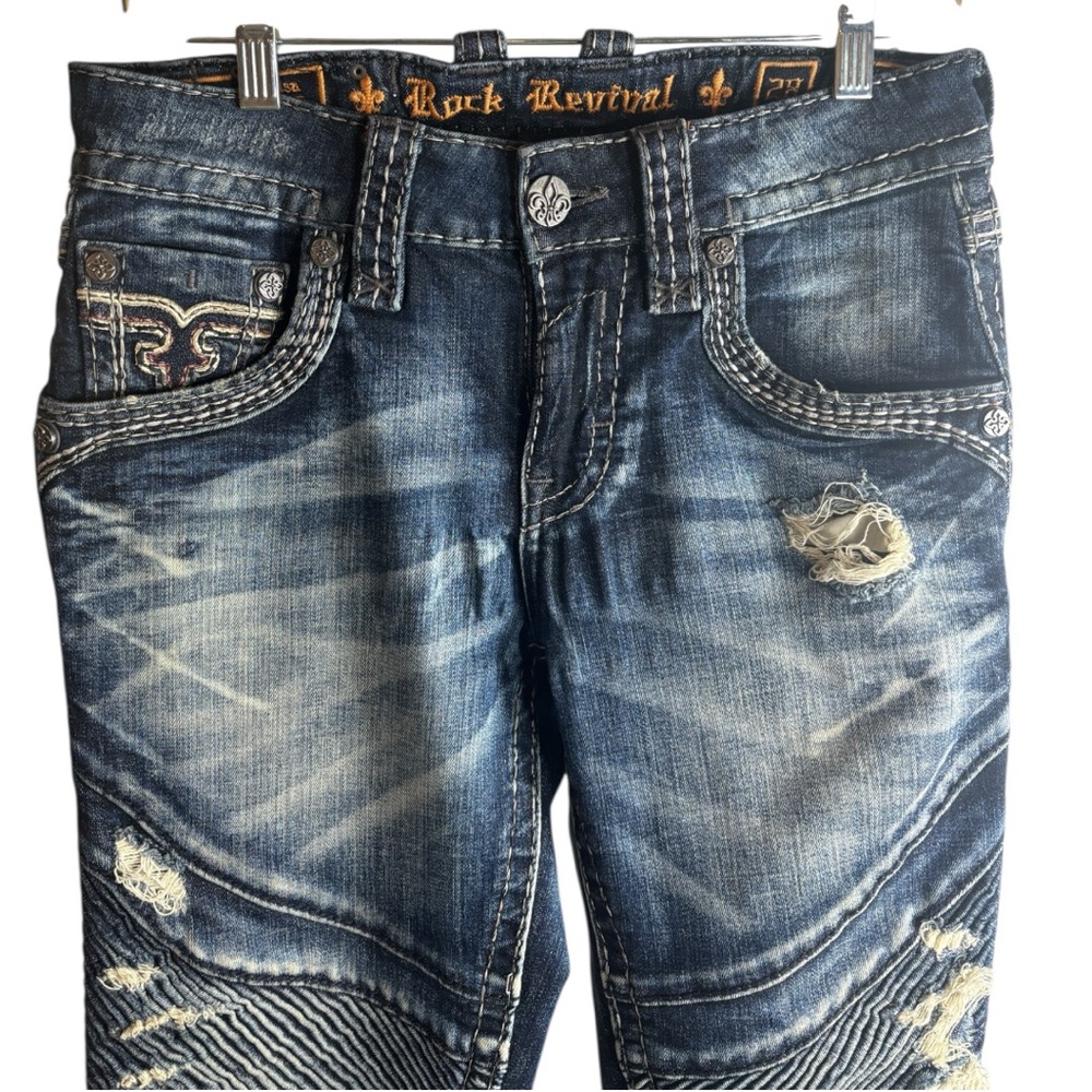 Rock Revival Chase Biker Dark Blue Relaxed Men's Jeans collectors edition - Picture 7 of 13